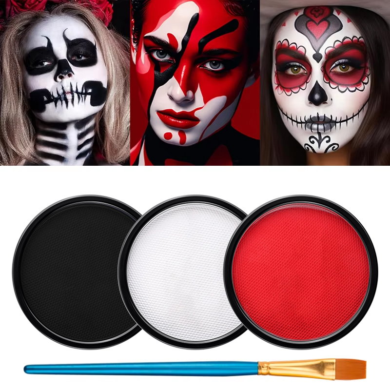 Cosplay Prop Paint - Набор из 3-х черно-бело-красных аквагримов на